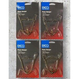 4 Adjustable Plate Hangers Display Wall Holders Fits Round Oval Solid Brass EKCO